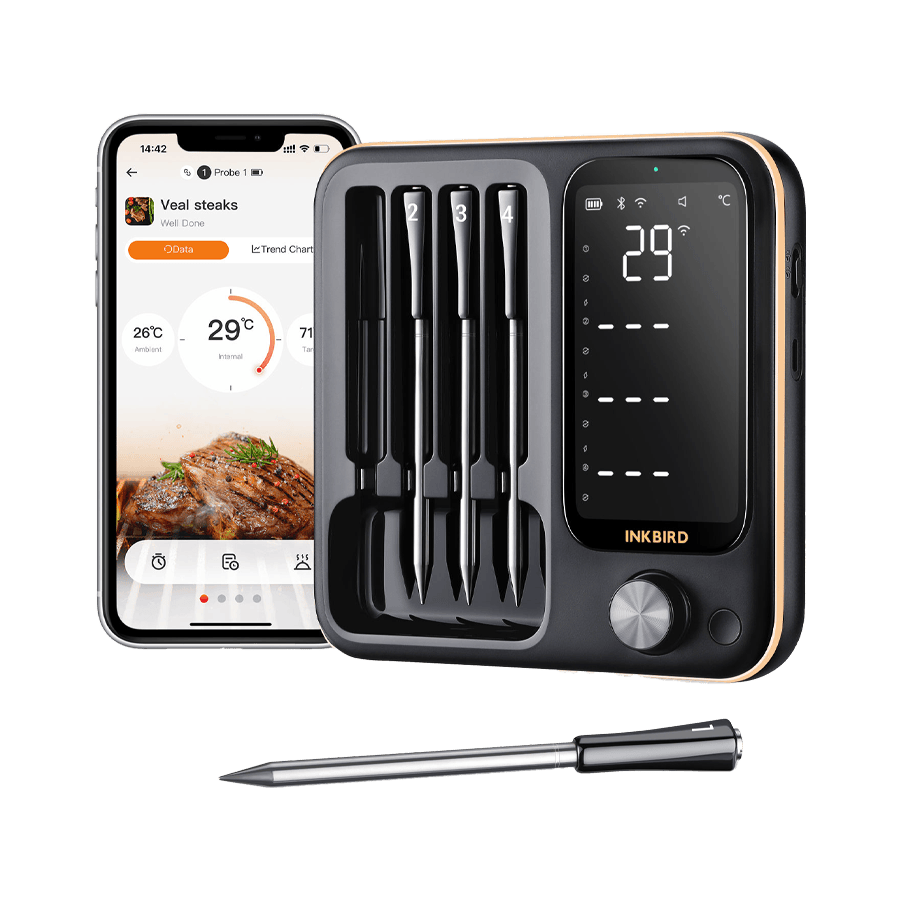 INKBIRD INT-14-BW WiFi Bluetooth wireless meat thermometer with four probes